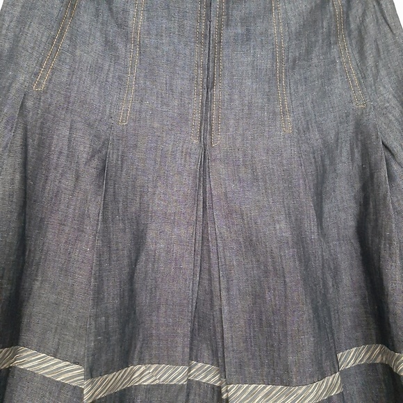 Tocca A Line Pleated Chambray Godet Pleated Skirt NWOT - Picture 4 of 8